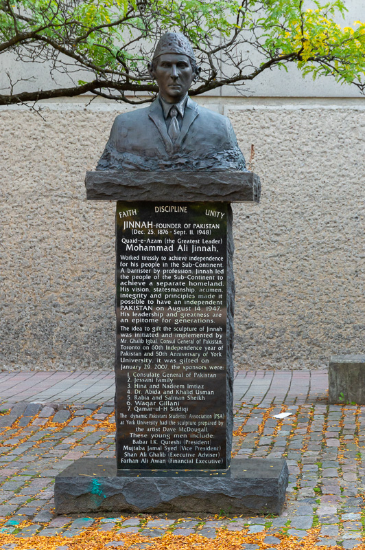 David McDougall sculpted the bust of Pakistani founder and first governor general, Mohammed Ali Jinnah, while completing his MFA at York. The sculpture echoes the classical tradition of erecting political leaders in marble or bronze. The bust sits upon a pedestal, another classical tradition, which commemorates Ali Jinnah’s actions and efforts that led to Pakistan’s independence. 