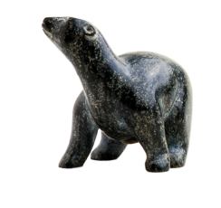 A stone sculpture of a polar bear